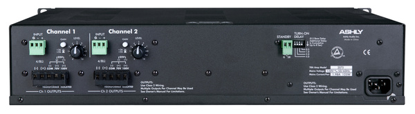 TRA-2075 POWER AMPLIFIER 2 X 75W @ 4 OHMS WITH XFMR ISOLATED 25V, 70V, & 100V OUTPUTS